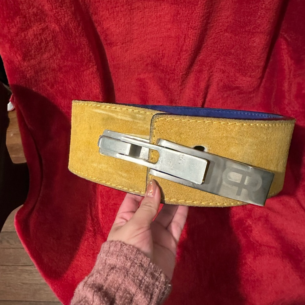 Yellow Leather Weightlifting Belt